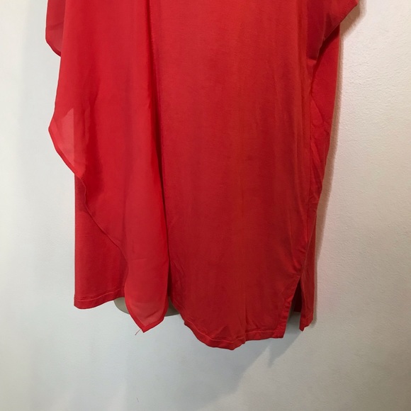 Michael Kors Orange Chiffon Ruffle T-shirt Blouse Medium M - Picture 4 of 10